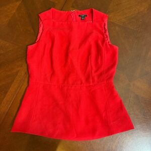 Ann Taylor Factory Petite Red Sleeveless Peplum Top Square‎ Neck XSP